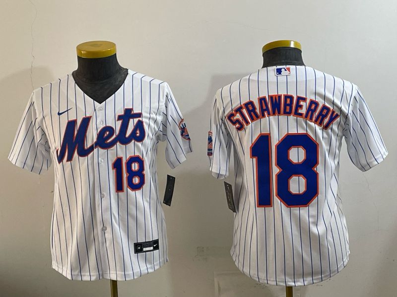 Youth 2026 New York Mets #18 Strawberry White Stripe Game Nike MLB Jersey style 02->buffalo bills->NFL Jersey